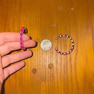 Pink & Silver Fake Hoop Earrings